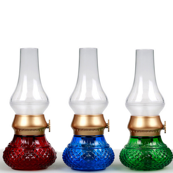 style glass material battery powered kerosene oil table lamp